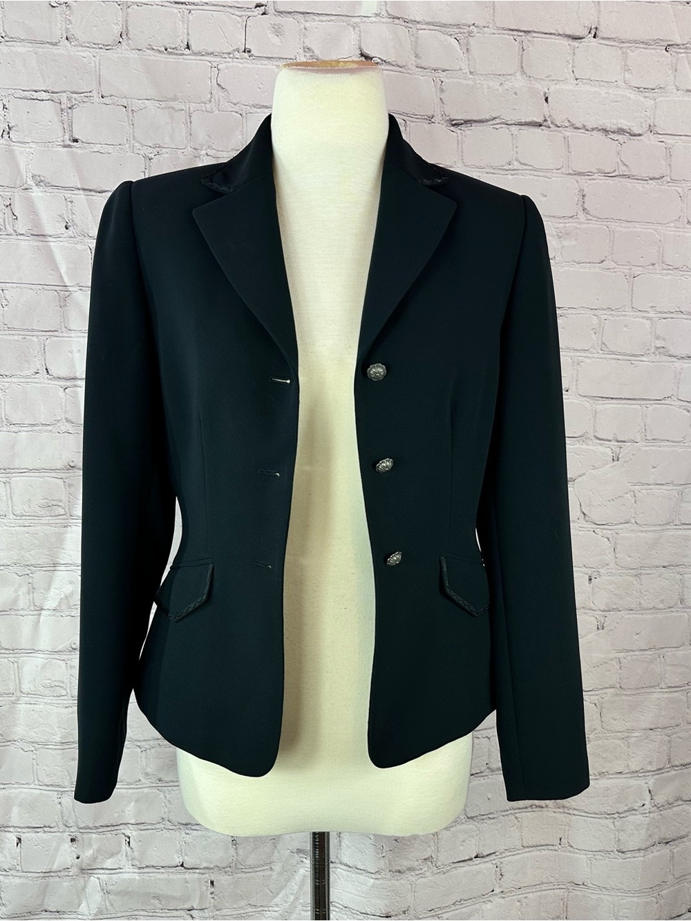 tahari ASL Black Tailored Blazer suit Jacket women 4 minimalist office classic
